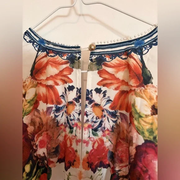 High Waist, Deep V Neck Floral Maxi Dress - Picture 3 of 7